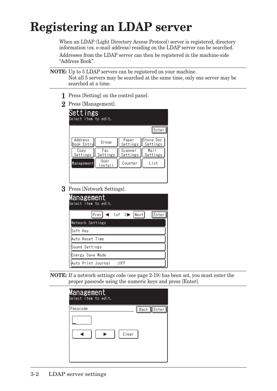 Registering an ldap server | Muratec F-520 User Manual | Page 31 / 110