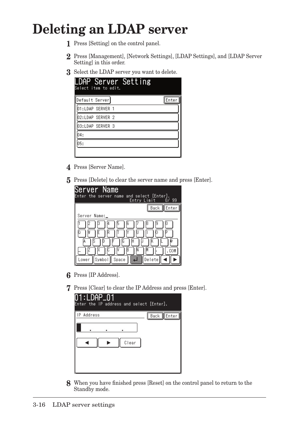 Deleting an ldap server | Muratec F-520 User Manual | Page 45 / 110