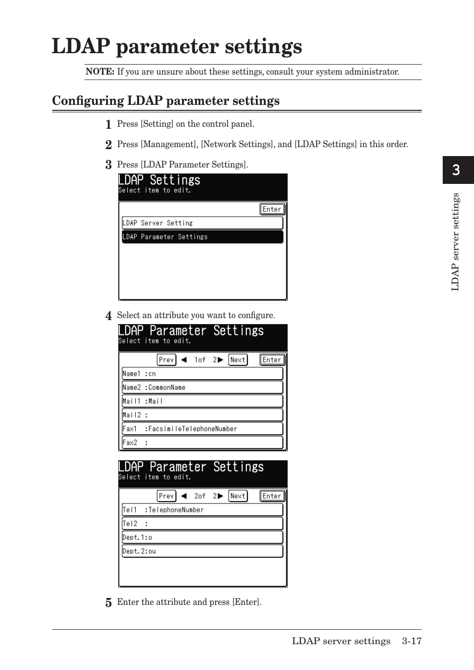 Ldap parameter settings | Muratec F-520 User Manual | Page 46 / 110