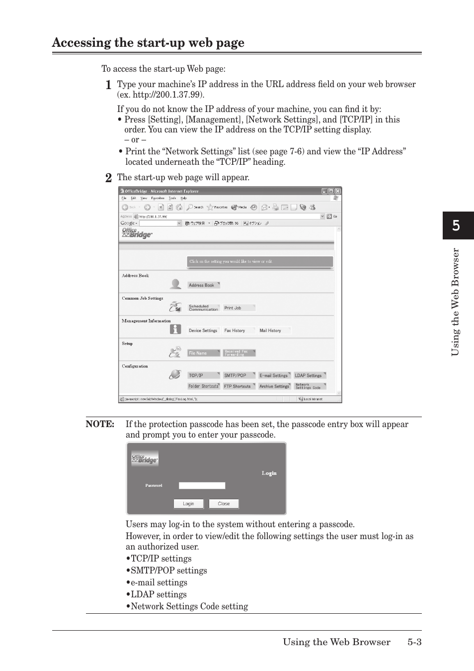 Accessing the start-up web page | Muratec F-520 User Manual | Page 56 / 110