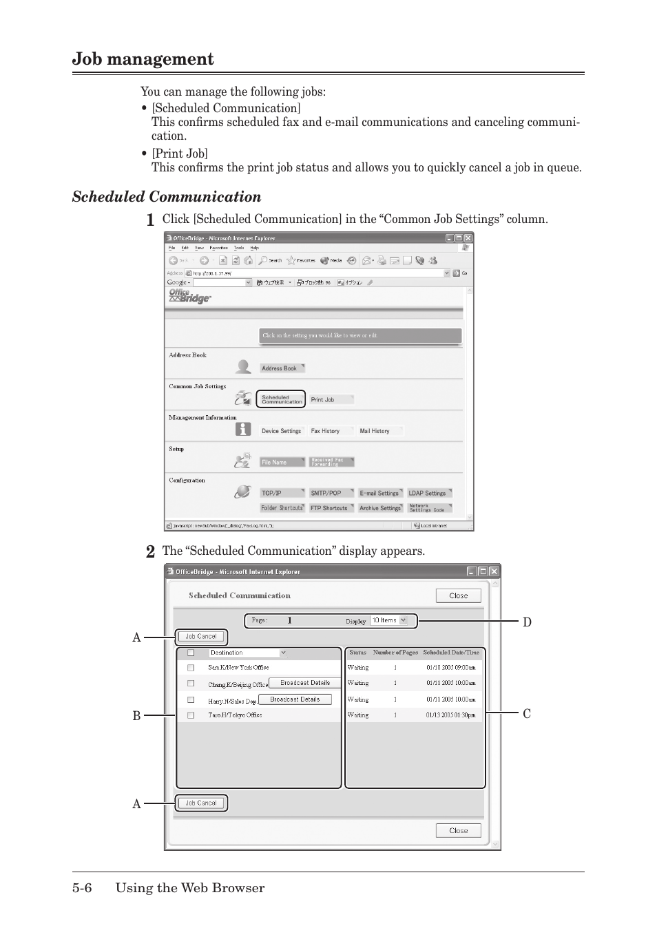 Job management | Muratec F-520 User Manual | Page 59 / 110