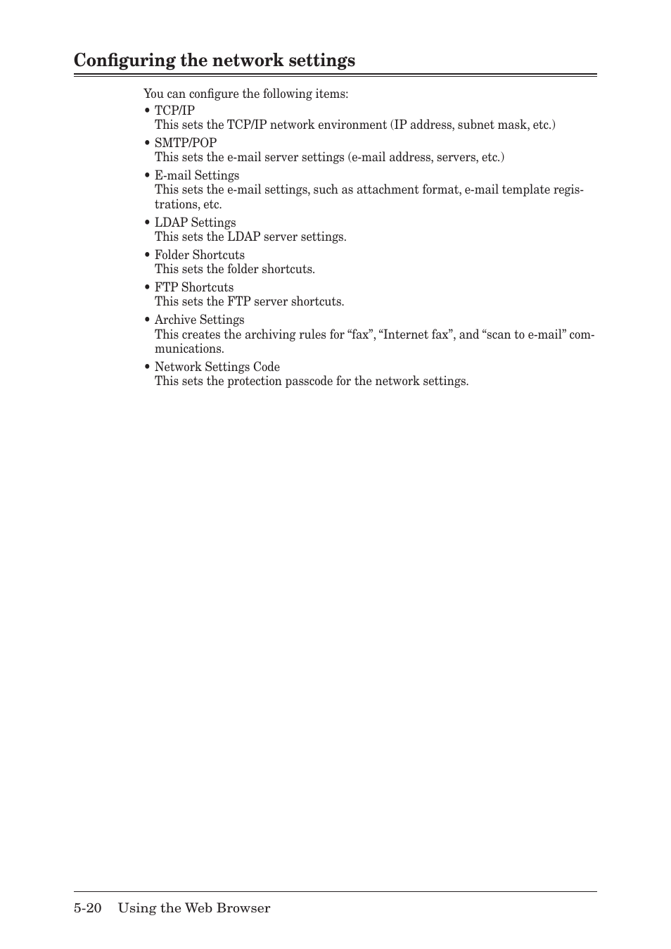 Conﬁguring the network settings | Muratec F-520 User Manual | Page 73 / 110