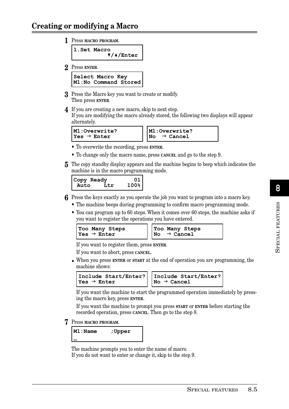 Creating or modifying a macro 1 | Muratec PLAIN-PAPER DIGITAL FAX/COPIER/PRINTER/SCANNER MFX-1330 User Manual | Page 127 / 189