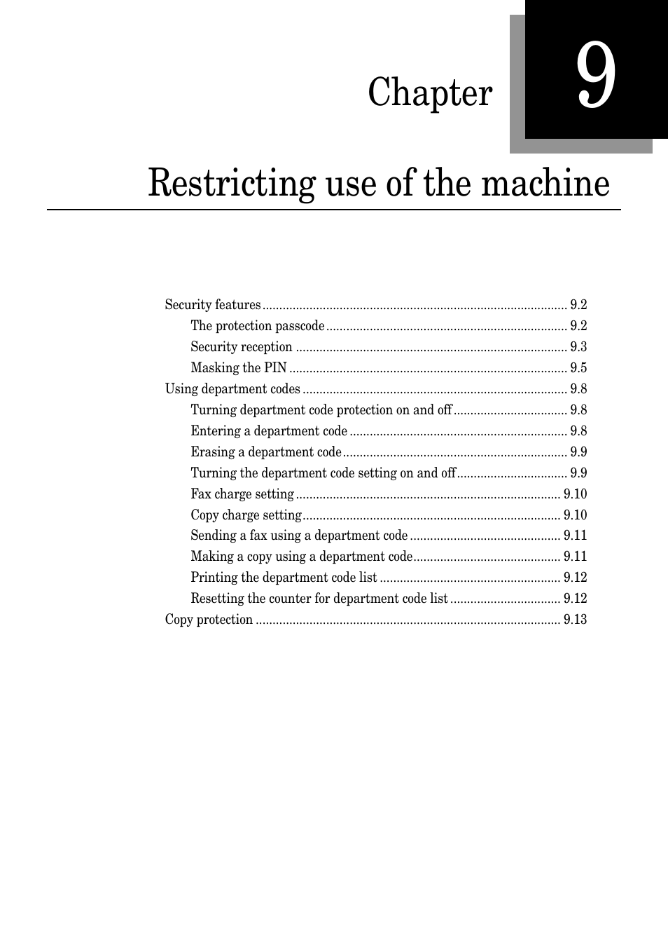 Chapter restricting use of the machine | Muratec PLAIN-PAPER DIGITAL FAX/COPIER/PRINTER/SCANNER MFX-1330 User Manual | Page 131 / 189