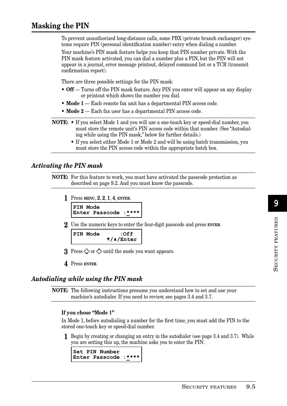 Masking the pin | Muratec PLAIN-PAPER DIGITAL FAX/COPIER/PRINTER/SCANNER MFX-1330 User Manual | Page 135 / 189