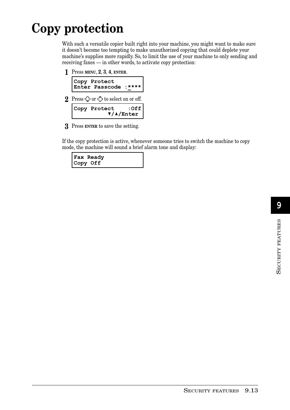 Copy protection | Muratec PLAIN-PAPER DIGITAL FAX/COPIER/PRINTER/SCANNER MFX-1330 User Manual | Page 143 / 189
