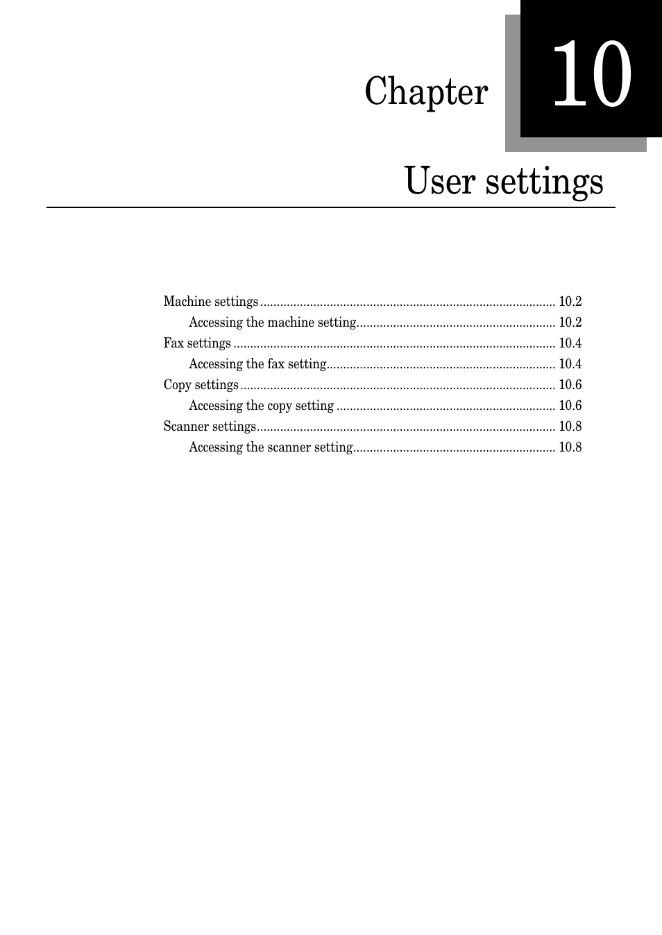 Chapter user settings | Muratec PLAIN-PAPER DIGITAL FAX/COPIER/PRINTER/SCANNER MFX-1330 User Manual | Page 145 / 189