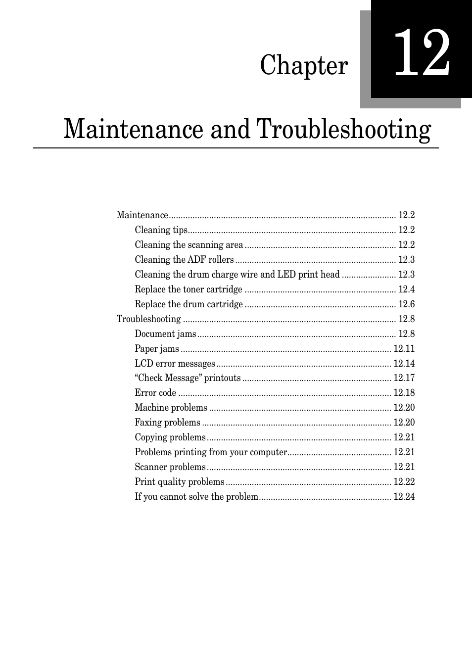 Chapter maintenance and troubleshooting | Muratec PLAIN-PAPER DIGITAL FAX/COPIER/PRINTER/SCANNER MFX-1330 User Manual | Page 159 / 189
