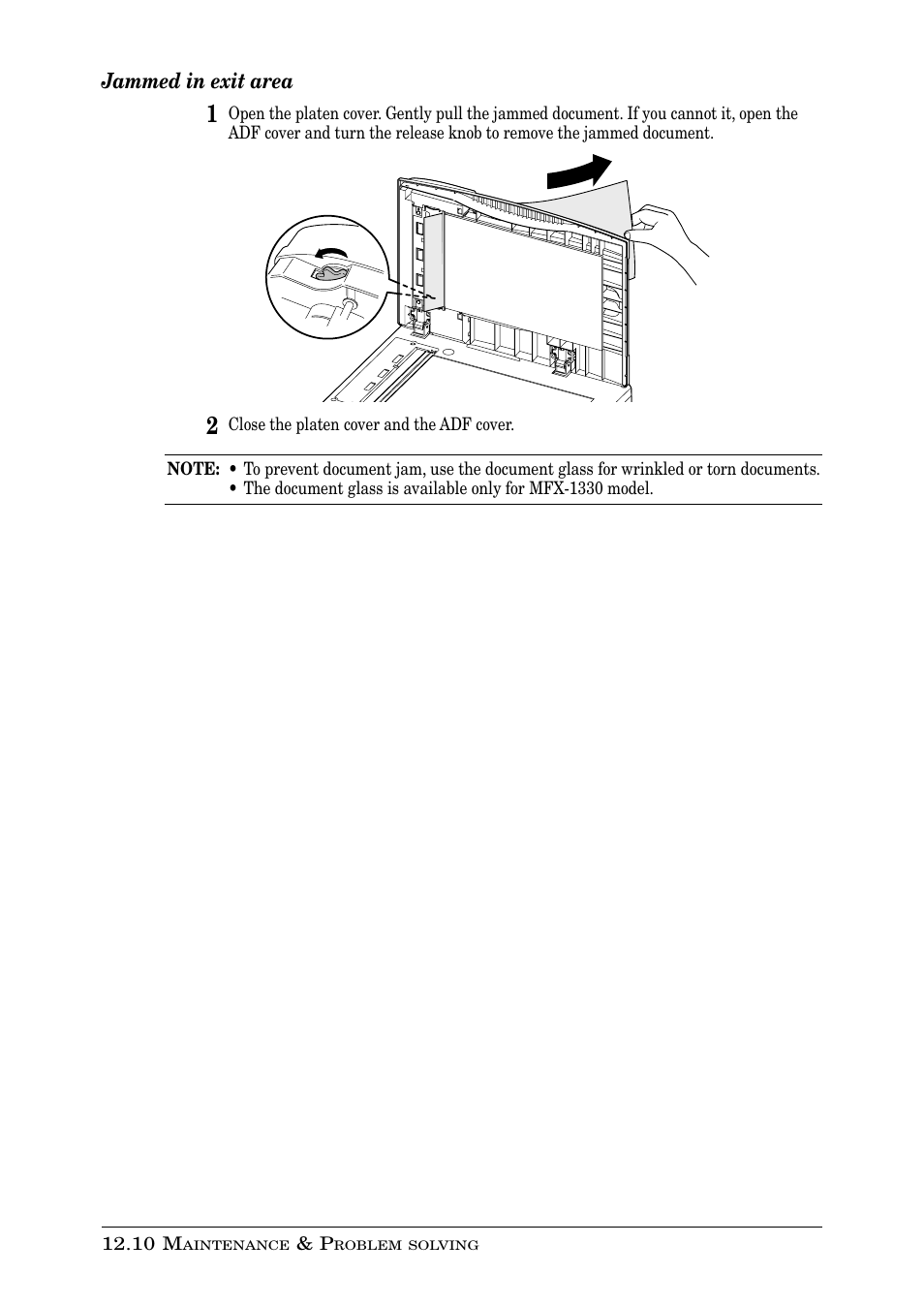 Jammed in exit area | Muratec PLAIN-PAPER DIGITAL FAX/COPIER/PRINTER/SCANNER MFX-1330 User Manual | Page 168 / 189