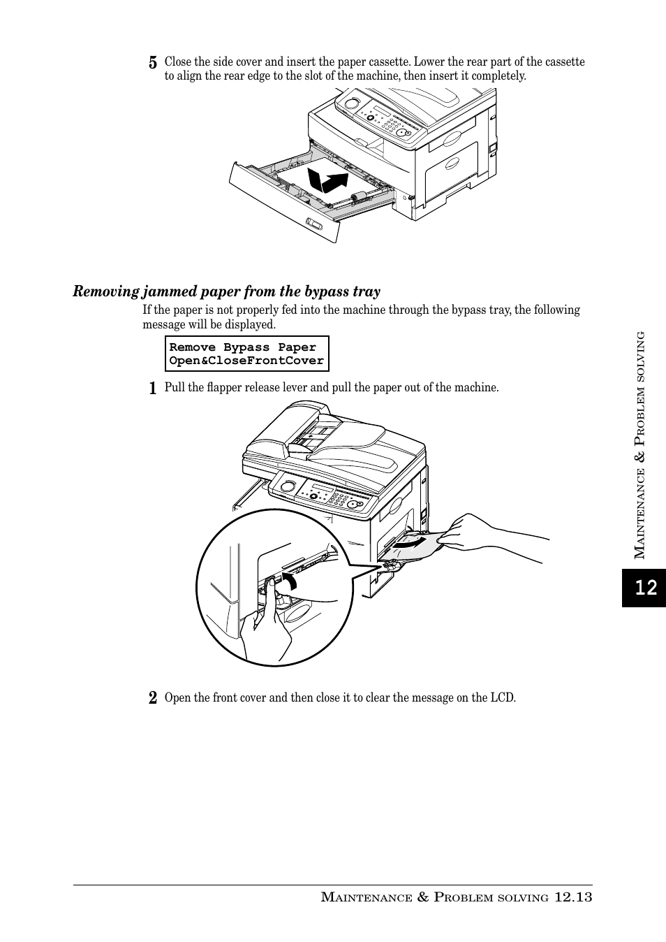 Removing jammed paper from the bypass tray | Muratec PLAIN-PAPER DIGITAL FAX/COPIER/PRINTER/SCANNER MFX-1330 User Manual | Page 171 / 189