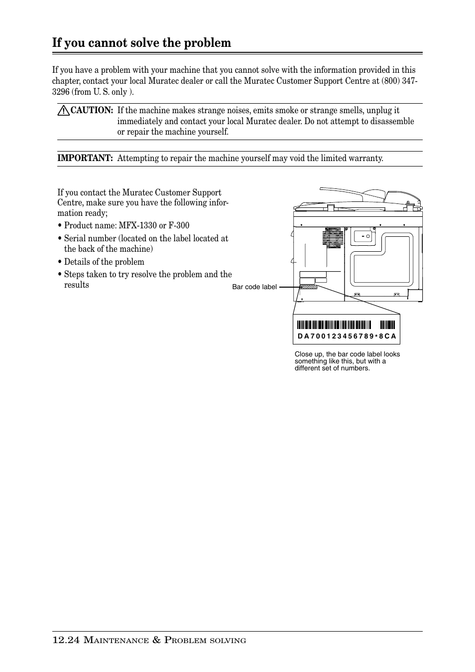 If you cannot solve the problem | Muratec PLAIN-PAPER DIGITAL FAX/COPIER/PRINTER/SCANNER MFX-1330 User Manual | Page 182 / 189