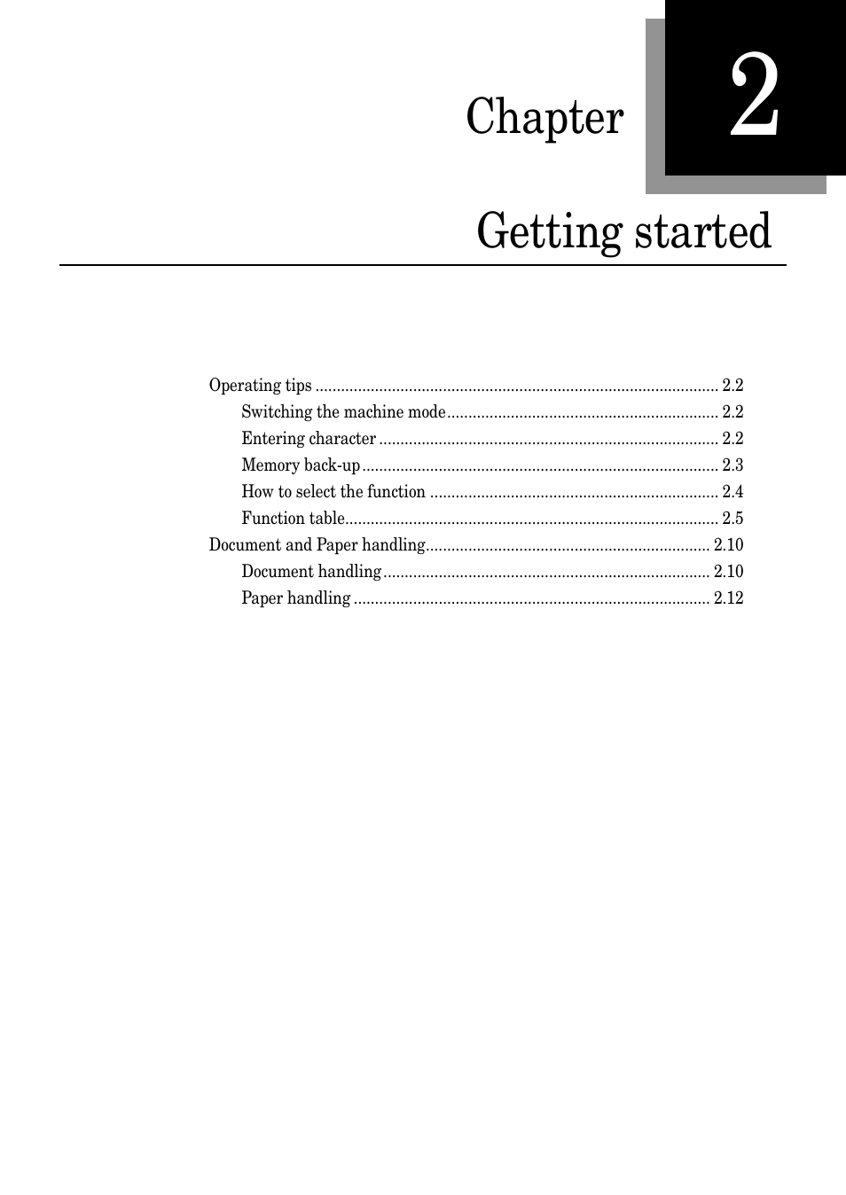 Chapter getting started | Muratec PLAIN-PAPER DIGITAL FAX/COPIER/PRINTER/SCANNER MFX-1330 User Manual | Page 37 / 189