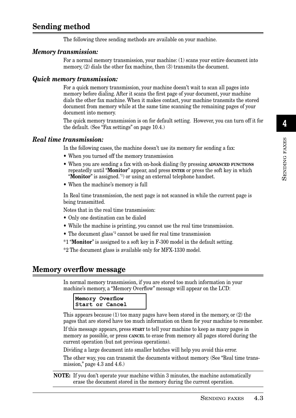 Sending method, Real time transmission | Muratec PLAIN-PAPER DIGITAL FAX/COPIER/PRINTER/SCANNER MFX-1330 User Manual | Page 67 / 189