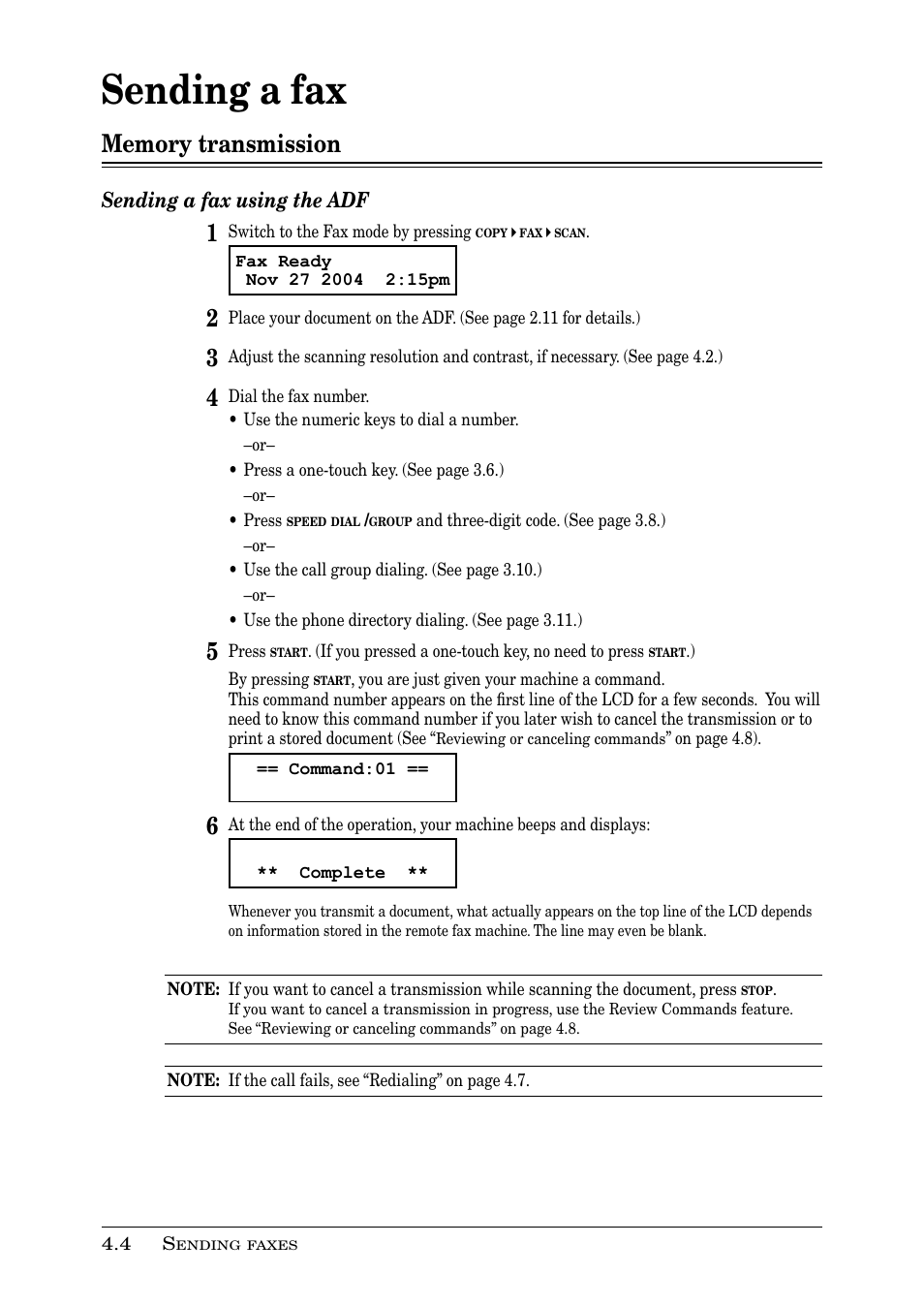 Sending a fax, Sending a fax using the adf | Muratec PLAIN-PAPER DIGITAL FAX/COPIER/PRINTER/SCANNER MFX-1330 User Manual | Page 68 / 189