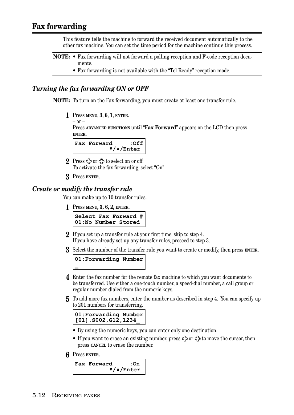 Fax forwarding | Muratec PLAIN-PAPER DIGITAL FAX/COPIER/PRINTER/SCANNER MFX-1330 User Manual | Page 98 / 189