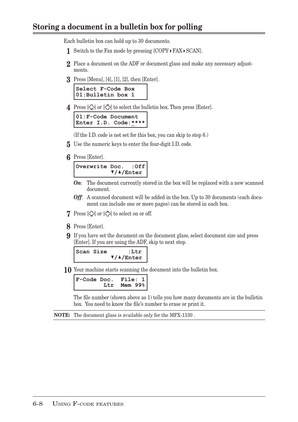 Storing a document in a bulletin box for polling | Muratec F-300 User Manual | Page 108 / 191