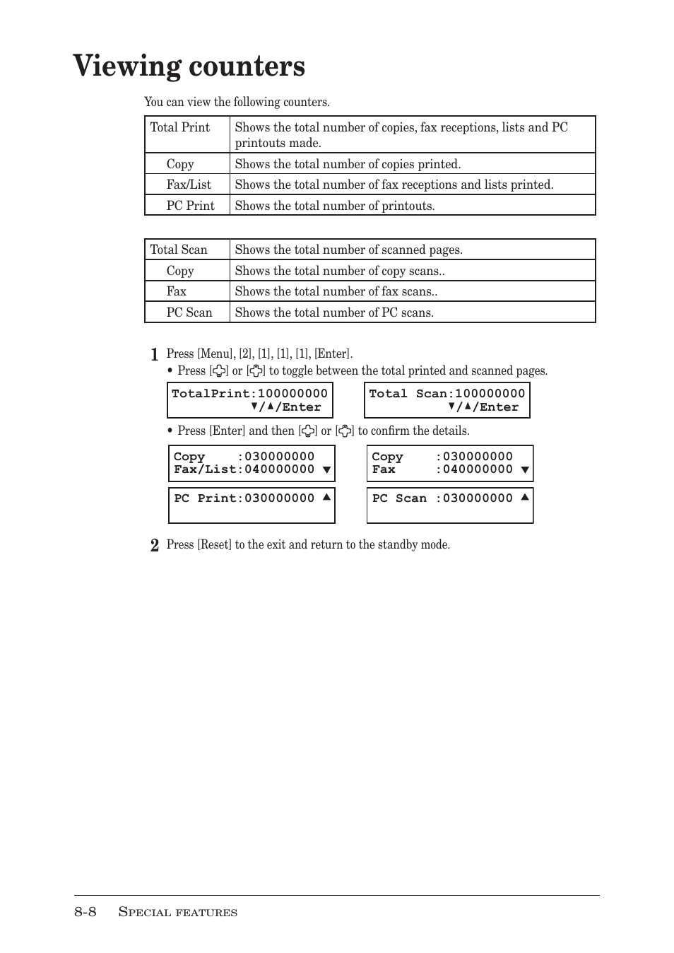 Viewing counters | Muratec F-300 User Manual | Page 132 / 191