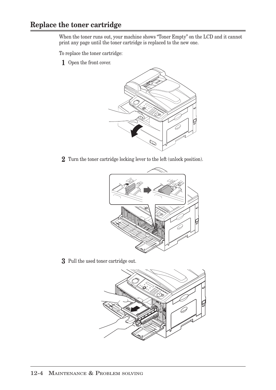 Replace the toner cartridge | Muratec F-300 User Manual | Page 164 / 191