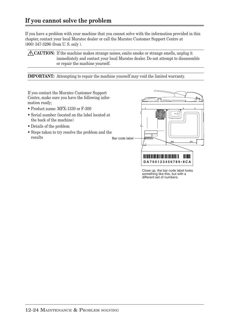 If you cannot solve the problem | Muratec F-300 User Manual | Page 184 / 191
