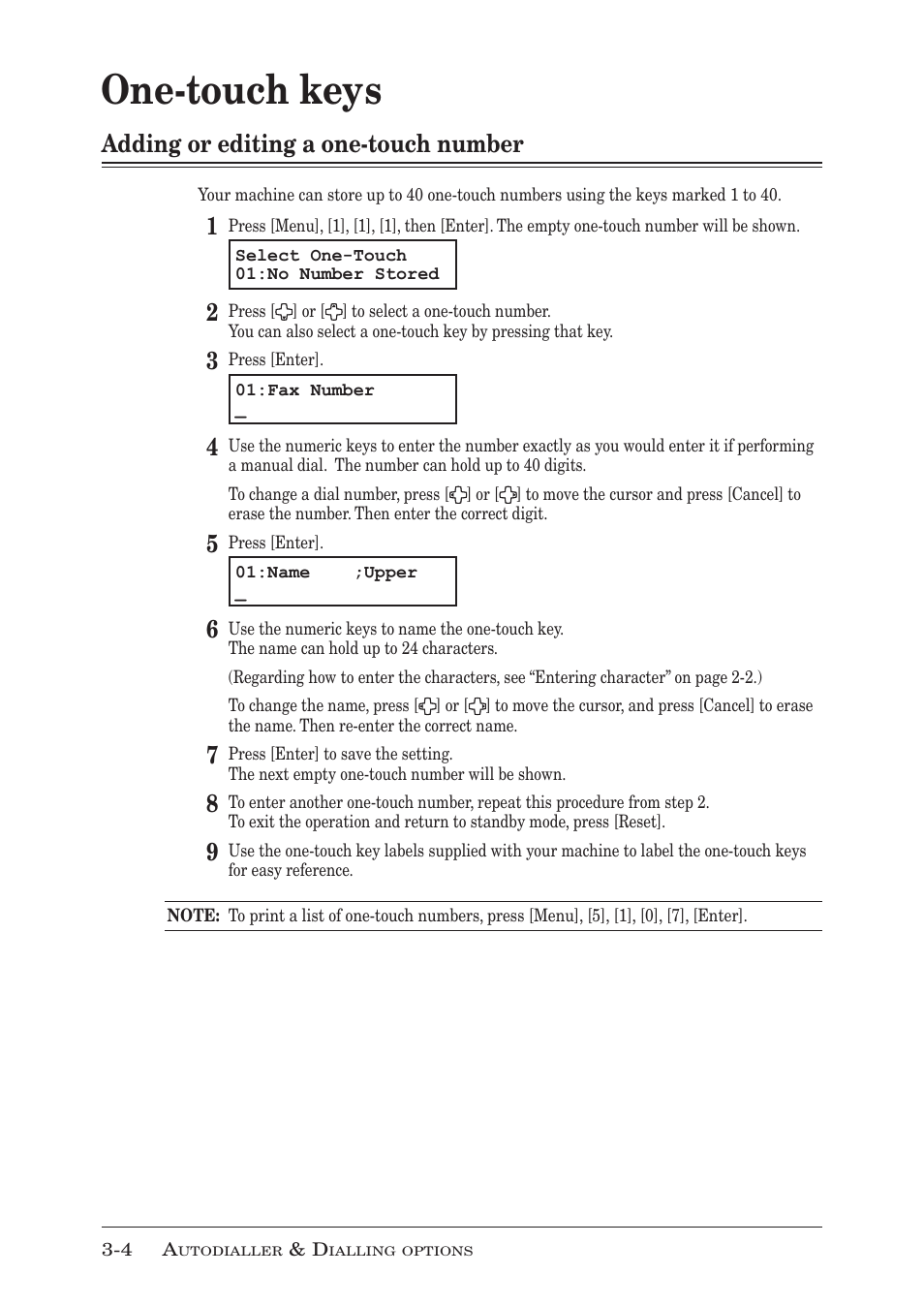 One-touch keys, Adding or editing a one-touch number | Muratec F-300 User Manual | Page 56 / 191