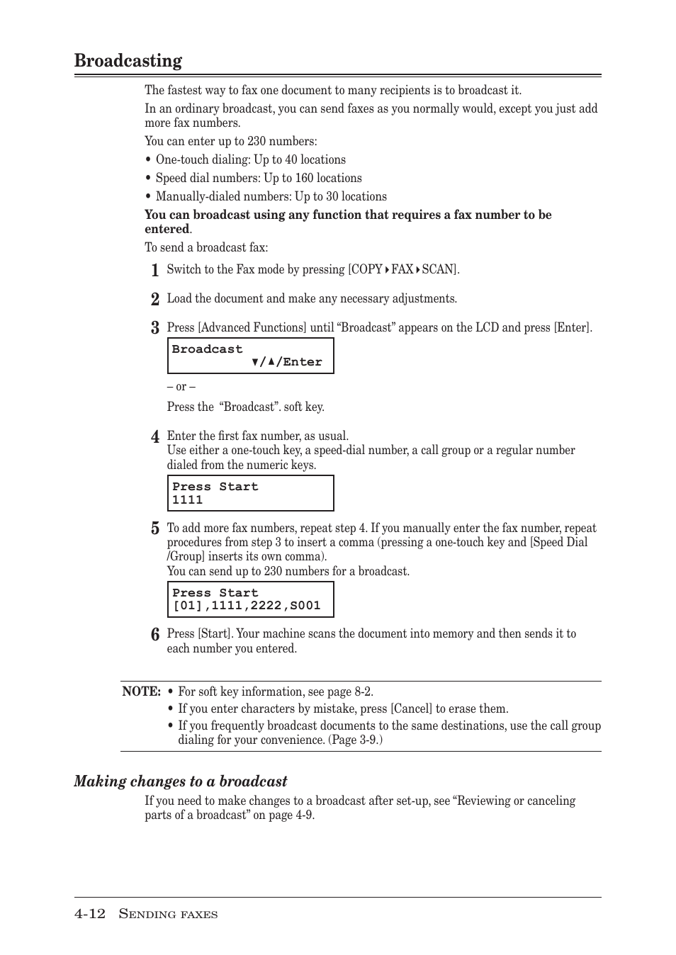 Broadcasting | Muratec F-300 User Manual | Page 76 / 191