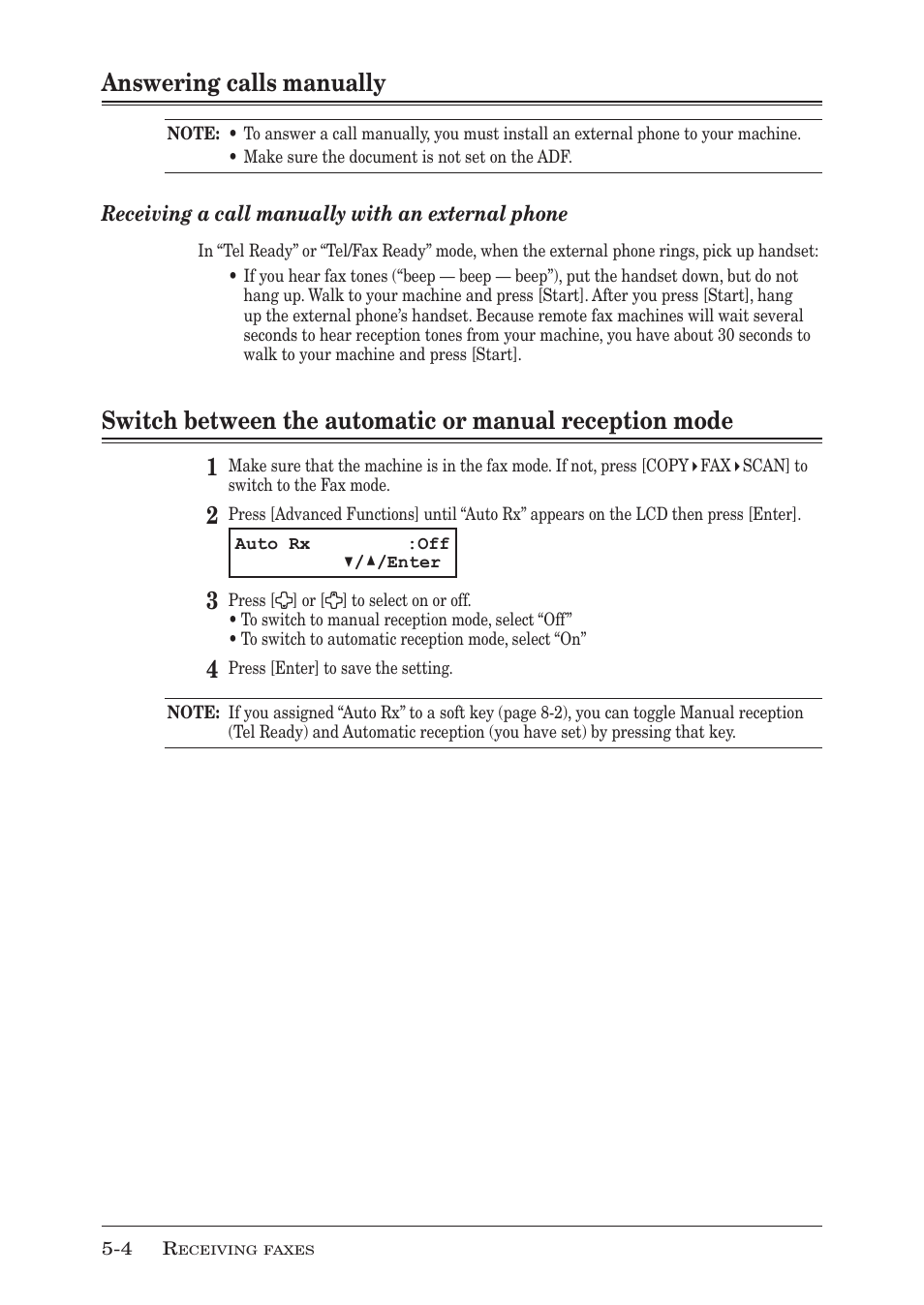 Answering calls manually | Muratec F-300 User Manual | Page 90 / 191
