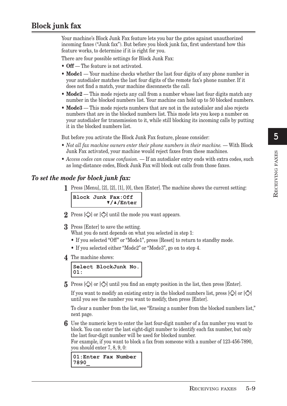 Block junk fax | Muratec F-300 User Manual | Page 95 / 191