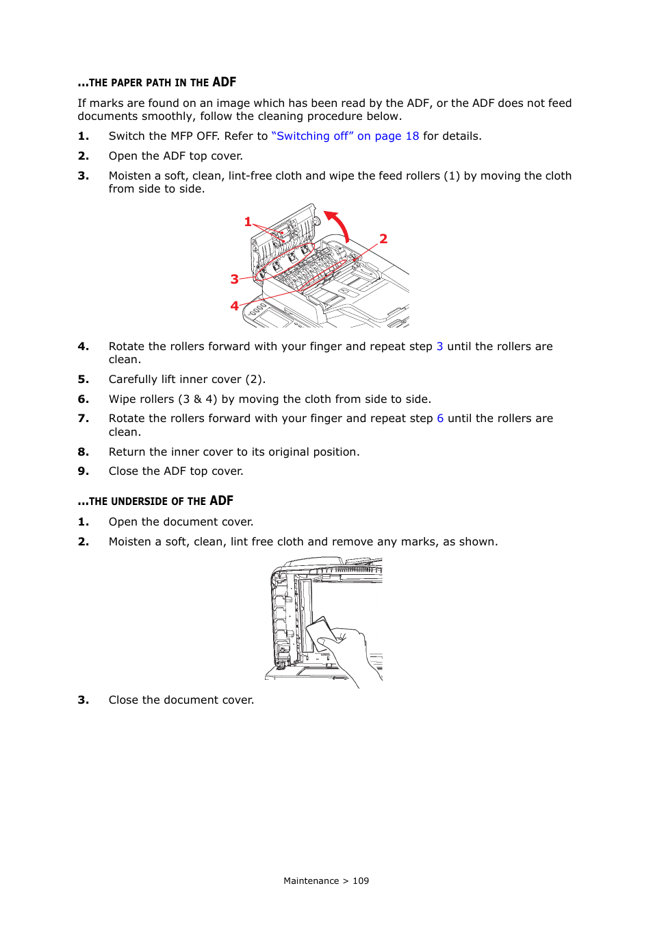 The paper path in the adf, The underside of the adf | Muratec MFX-C2700 User Manual | Page 109 / 166