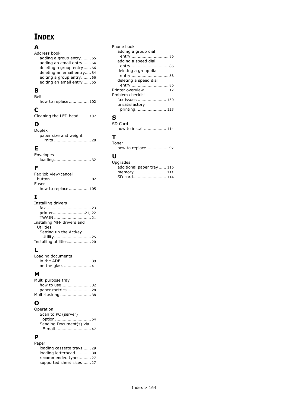 Index, Ndex | Muratec MFX-C2700 User Manual | Page 164 / 166