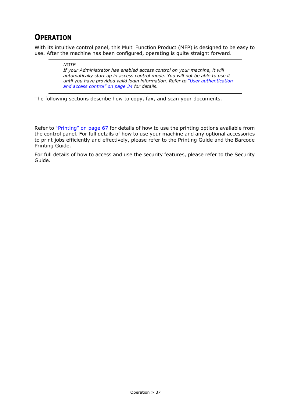 Operation, Peration | Muratec MFX-C2700 User Manual | Page 37 / 166