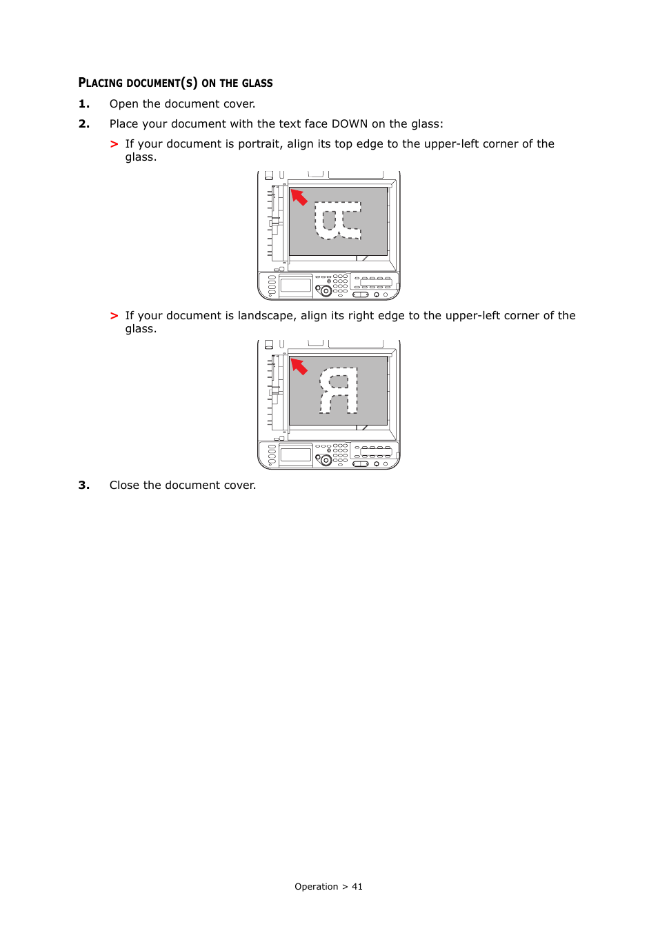 Placing document(s) on the glass | Muratec MFX-C2700 User Manual | Page 41 / 166