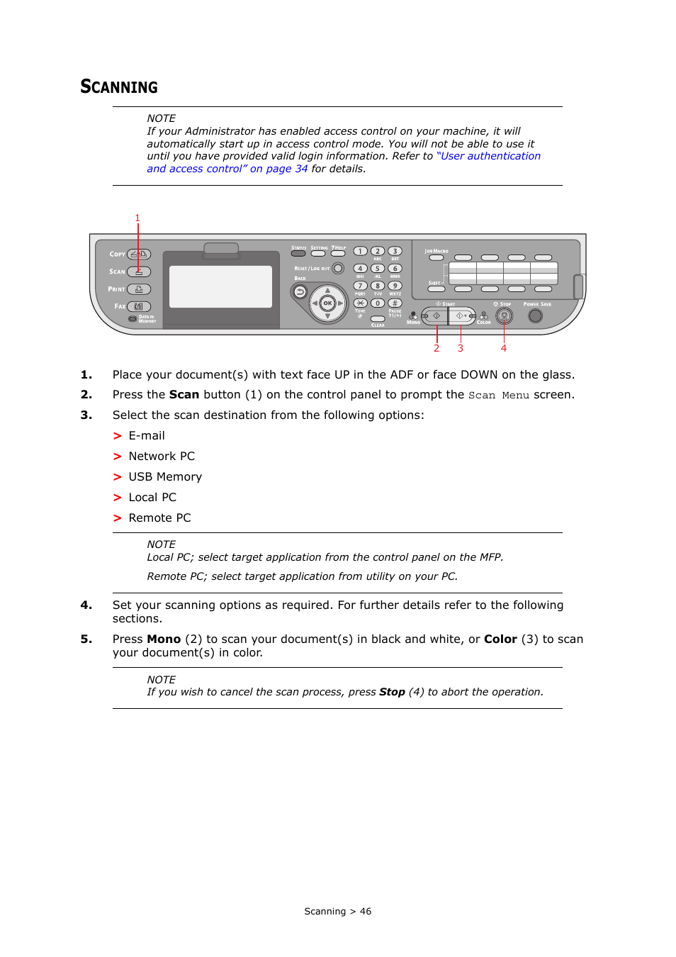 Scanning, Canning | Muratec MFX-C2700 User Manual | Page 46 / 166