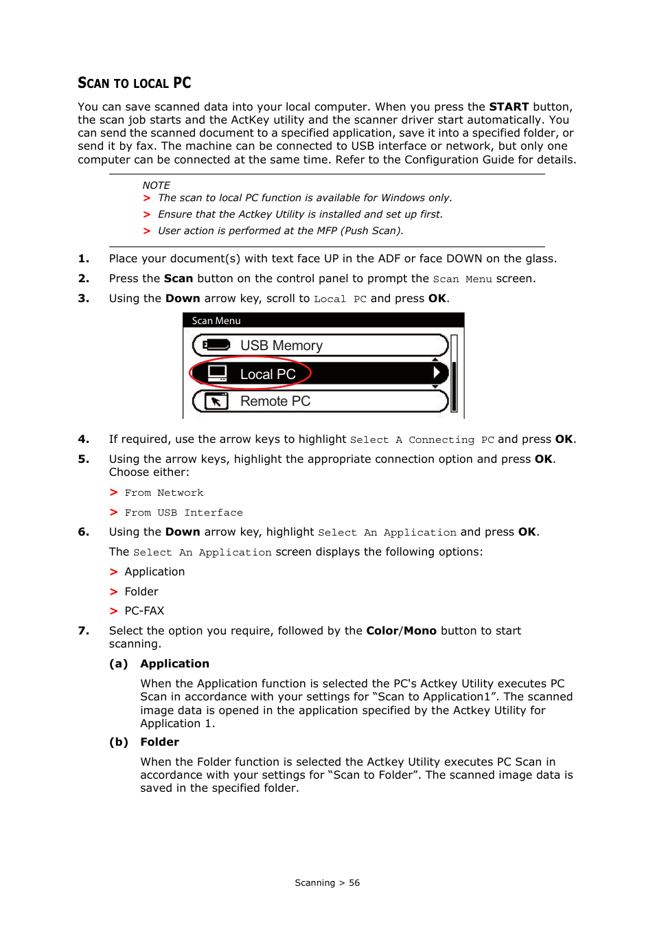 Scan to local pc | Muratec MFX-C2700 User Manual | Page 56 / 166