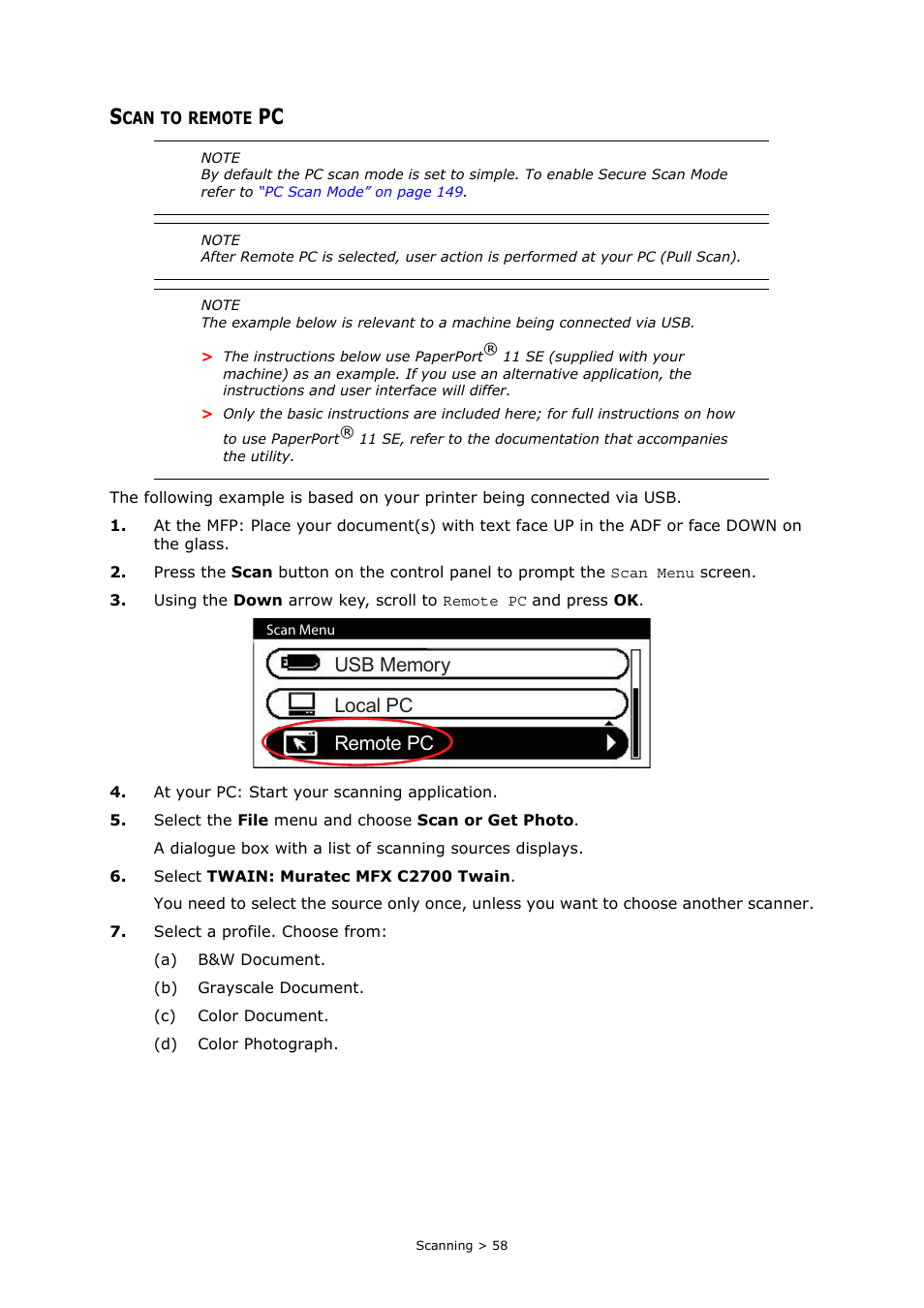 Scan to remote pc | Muratec MFX-C2700 User Manual | Page 58 / 166