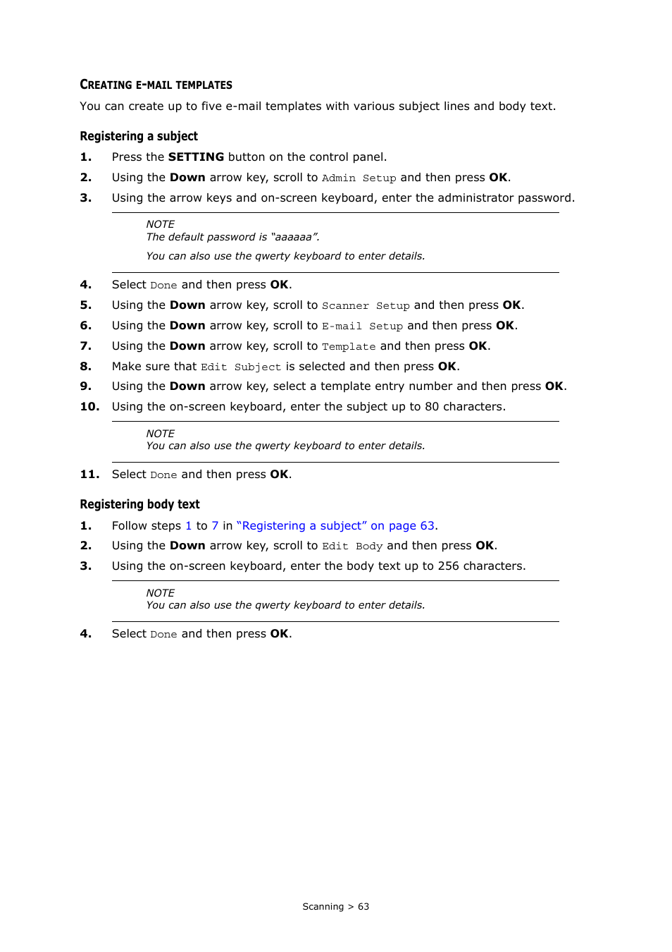 Creating e-mail templates | Muratec MFX-C2700 User Manual | Page 63 / 166