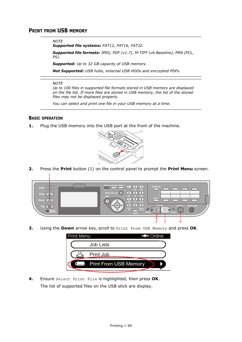 Print from usb memory, Basic operation | Muratec MFX-C2700 User Manual | Page 69 / 166