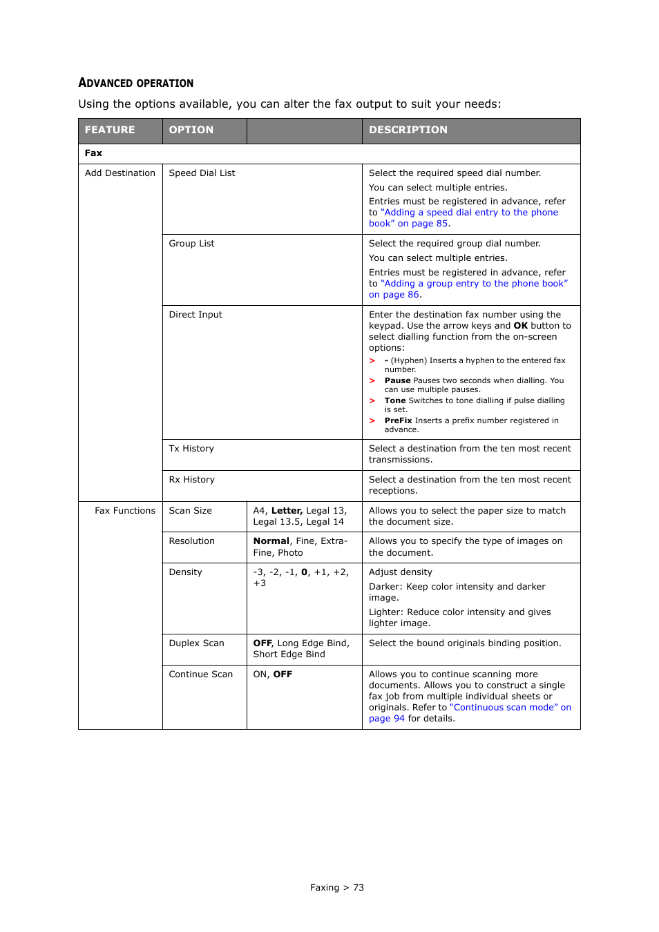 Advanced operation, Fer to | Muratec MFX-C2700 User Manual | Page 73 / 166