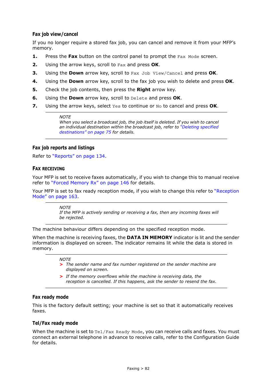 Fax receiving, Displayed. refer to, Fax job | For details | Muratec MFX-C2700 User Manual | Page 82 / 166