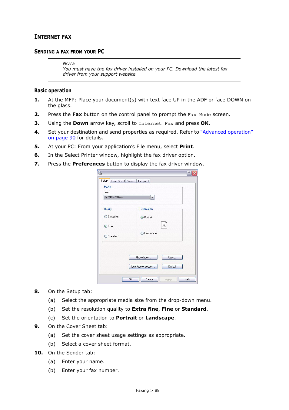 Internet fax, Sending a fax from your pc | Muratec MFX-C2700 User Manual | Page 88 / 166