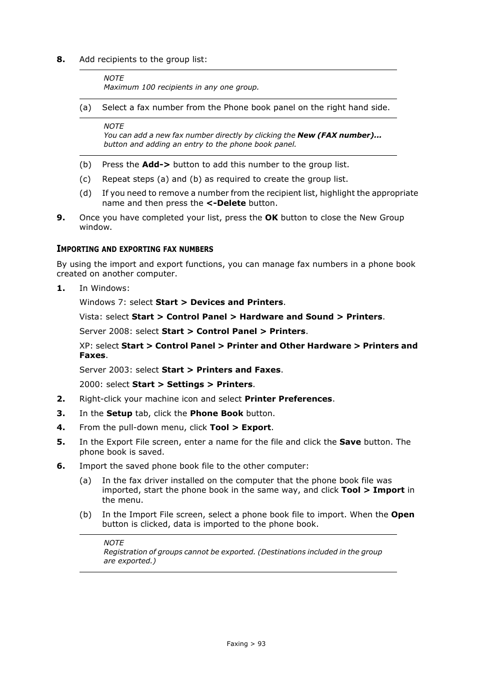 Importing and exporting fax numbers | Muratec MFX-C2700 User Manual | Page 93 / 166