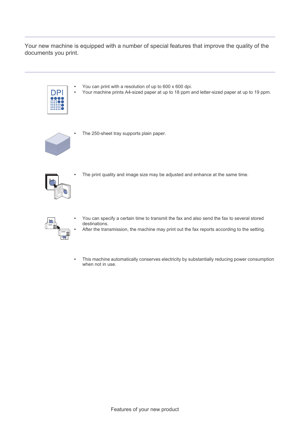 Features of your new product, Special features | Muratec F-116 User Manual | Page 18 / 81