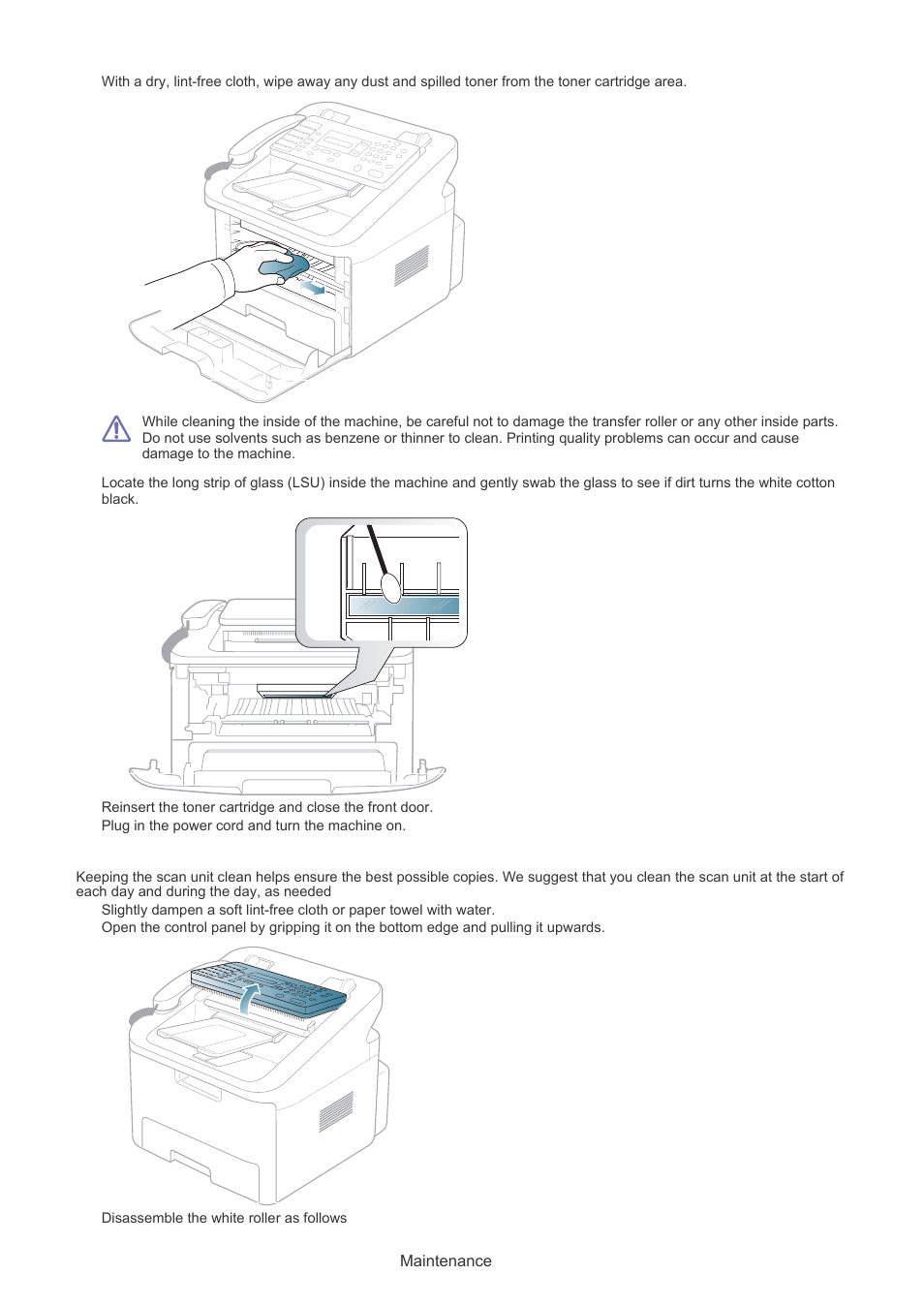 Cleaning the scan unit | Muratec F-116 User Manual | Page 50 / 81