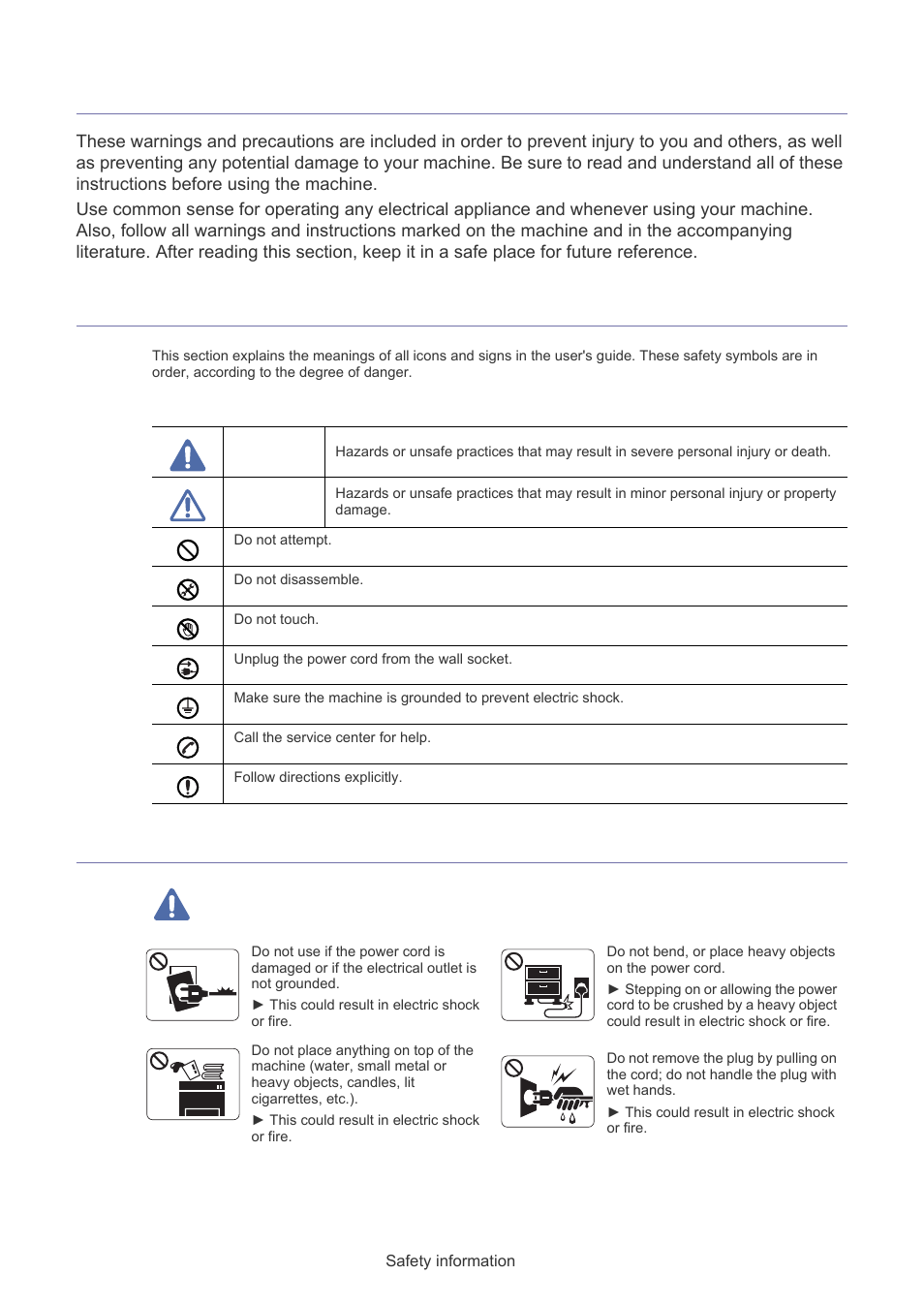 Safety information, Important safety symbols, Operating environment | Muratec F-116 User Manual | Page 6 / 81