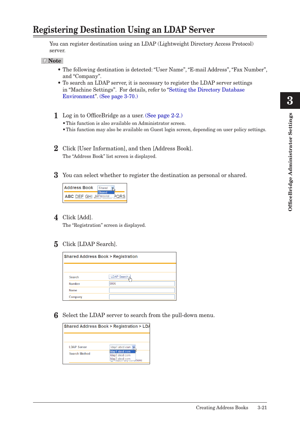 Registering destination using an ldap server, Registering destination using an ldap server -21, Registering destination using an | Ldap server | Muratec MFX-2590 User Manual | Page 104 / 279