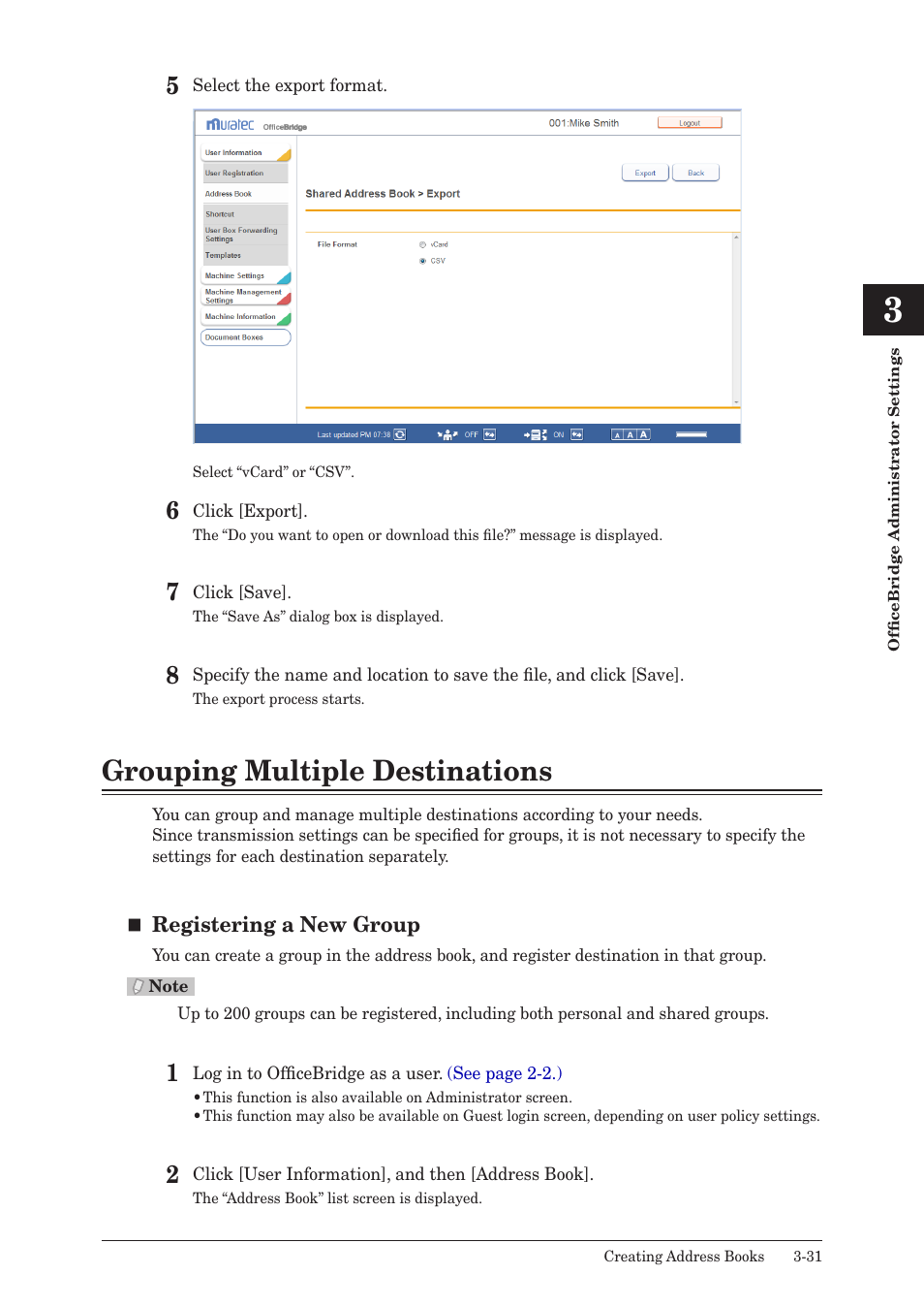 Grouping multiple destinations, Grouping multiple destinations -31 | Muratec MFX-2590 User Manual | Page 114 / 279