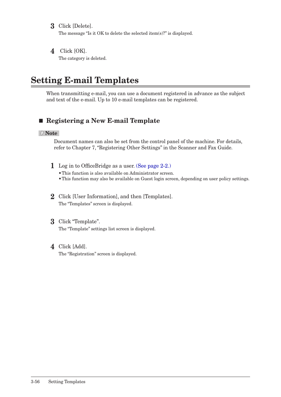 Setting e-mail templates, Setting e-mail templates -56 | Muratec MFX-2590 User Manual | Page 139 / 279