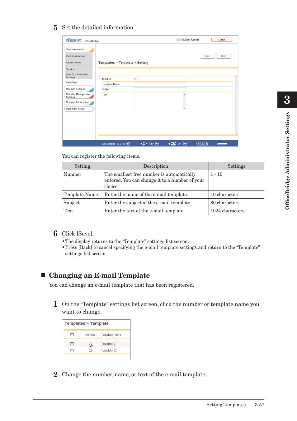 Changing an e-mail template | Muratec MFX-2590 User Manual | Page 140 / 279