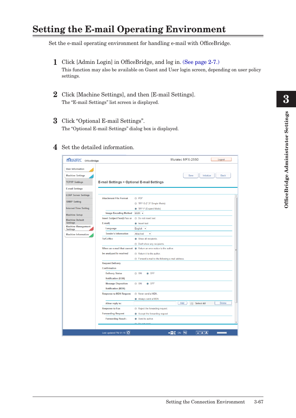 Setting the e-mail operating environment, Setting the e-mail operating environment -67 | Muratec MFX-2590 User Manual | Page 150 / 279