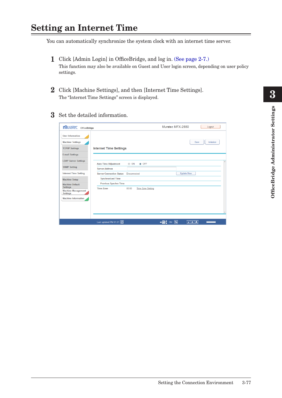 Setting an internet time, Setting an internet time -77 | Muratec MFX-2590 User Manual | Page 160 / 279