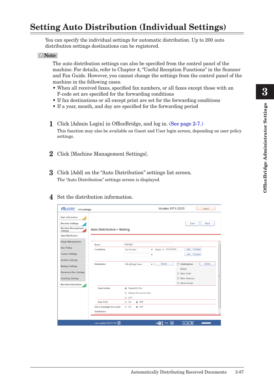 Setting auto distribution (individual settings) | Muratec MFX-2590 User Manual | Page 170 / 279